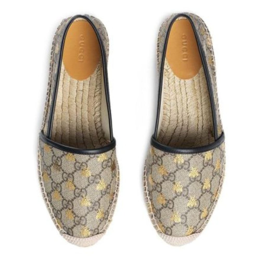 Gucci GG Supreme Printed Bees Espadrille Flats